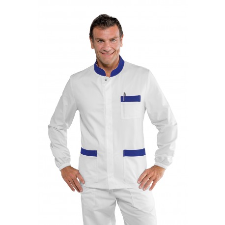 CASACCA CORFÙ BIANCO RIFINITURE BLU CINA 65% POLYESTER  35% COTONE ISACCO 055046