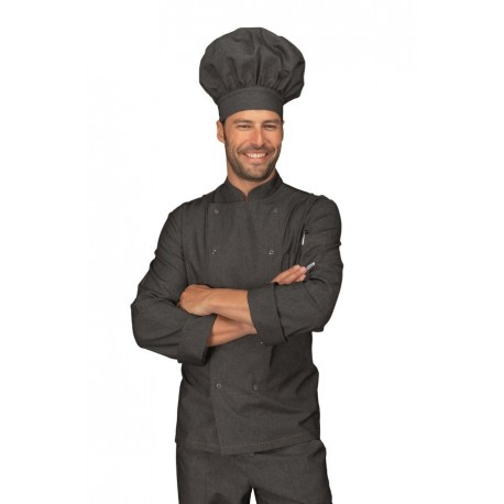 Kochjacke Druckknöpfe BLACK JEANS 100 % COTTON ISACCO 057041