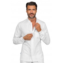 CASACCA CORFÙ CON ZIP POLSI IN MAGLIA BIANCO 65% POLIESTERE  35% COTONE - ISACCO 055020P