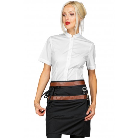 Grembiule Leonida Nero + Ecopelle Cuoio 100% Poliestere ISACCO 085921