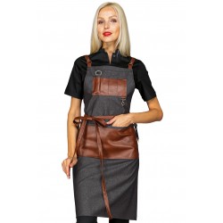 Schürze Bristol Black Jeans + Leder 100% Baumwolle ISACCO 088941