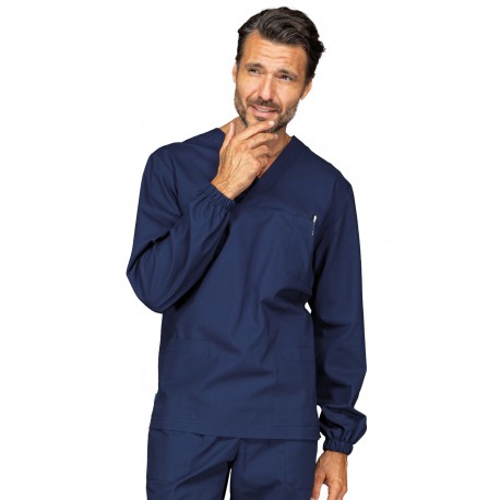 Casacca Collo A V Blu M/Lunga Unisex 100% Cotone ISACCO 045902