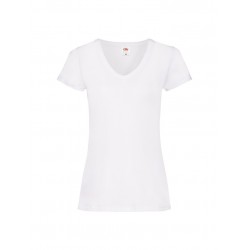 T-SHIRT LADY FIT COLLO A V - BIANCO - davanti