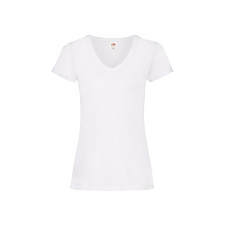 T-SHIRT LADY FIT COLLO A V - BIANCO - davanti