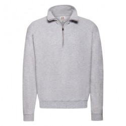 Felpa Collo Zip Grigio Melange