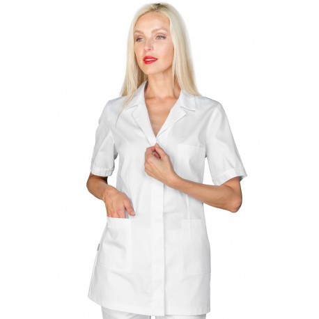 Tunic Atene short sleeve White Zip ISACCO 031420M