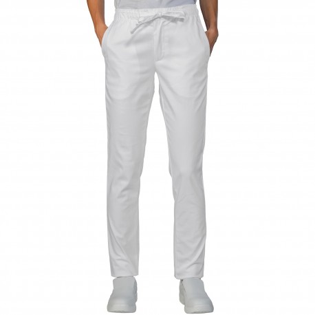 Pantalone Slim Zip Unisex Bianco 100 % Cotone ISACCO 043600