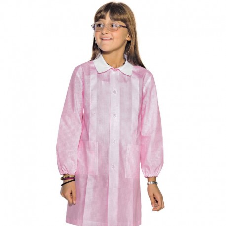 grembiule pollicino asilo a quadri rosa ISACCO 000263