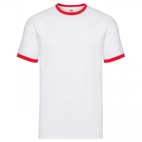 T-shirt ringer bianco con profili rossi