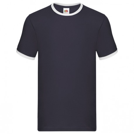 T-SHIRT RINGER PROFILO BIANCO - BLU NAVY