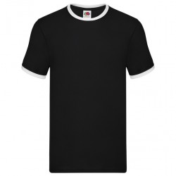 T-shirt ringer nera profilo bianco