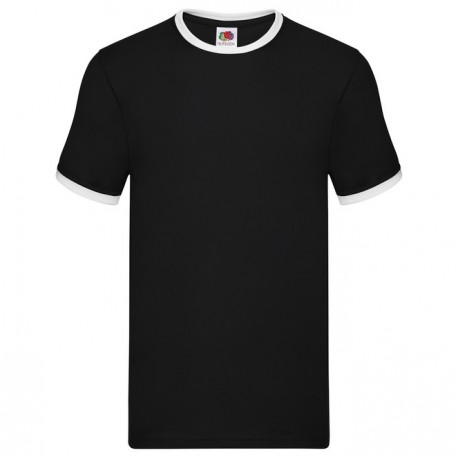 T-shirt ringer nera profilo bianco