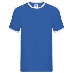 T-shirt ringer blu royal profilo bianco