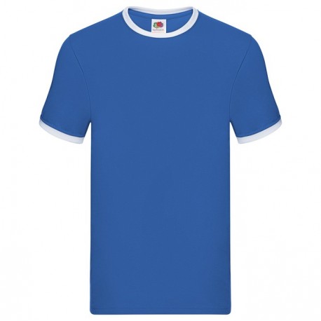T-shirt ringer blu royal profilo bianco