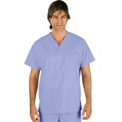 CASACCA COLLO A V COTONE CELESTE