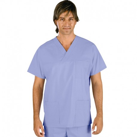 CASACCA COLLO A V COTONE CELESTE