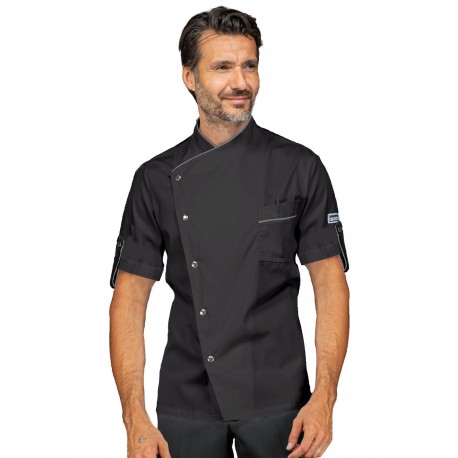 Giacca Cuoco Manhattan manica corta Nero + Codino Grigio 65% Poliestere - 35% Cotone ISACCO 059711M