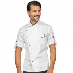 Jacket Chef Manhattan short sleeves uperdry White + profile Black 100% Polyester  Superdry Microfiber ISACCO 059730M