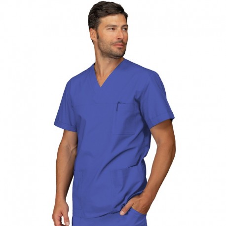 Tunic V-Neck Azureshort sleeveUNISEX 100 % COTTON ISACCO 045906M