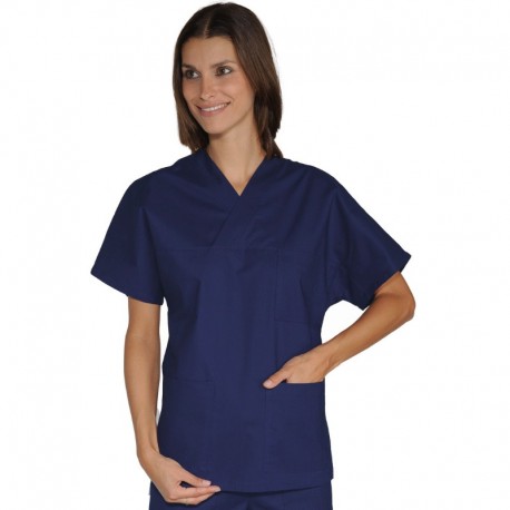 Tunic V-Neck Blue 3XL 100% Cotton - 185 gr/mq ISACCO 045002A