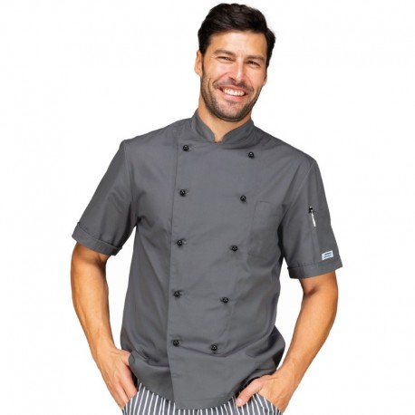 Jacket Chef Grey short sleeve 65% Pol. 35% Cot. ISACCO 058012M