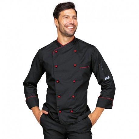 Giacca panama slim nero + rosso