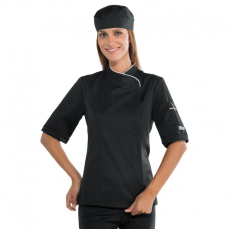 Giacca cuoca lady snaps nero/bianco m/m