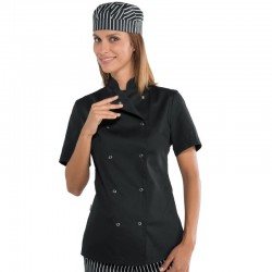 Giacca cuoca lady nero bottone a pressione m/m