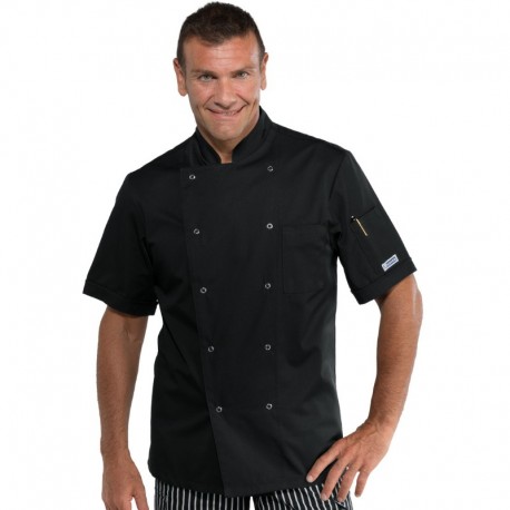 Giacca cuoco botto a pressione nero m/m