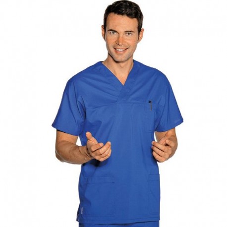 CASACCA COLLO A V POL/COT BLU CINA